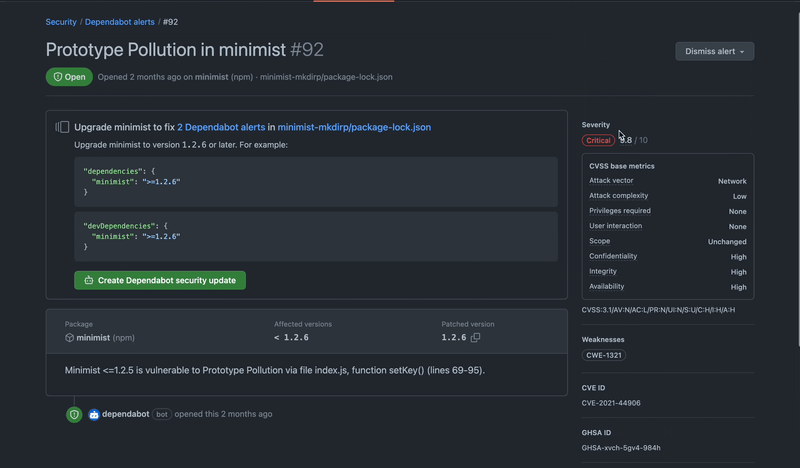 Suggest improvements from a Dependabot alert