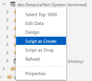System-Versioned tables are not scripted correctly with "Script as ...