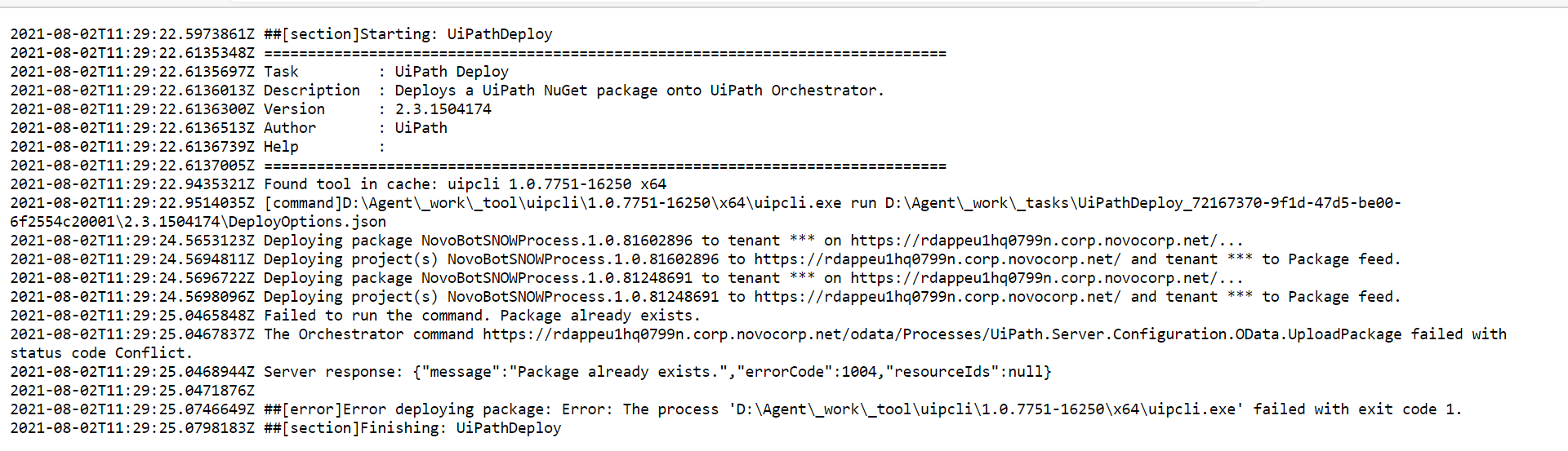 Deploying the package is throwing error package already exist · Issue ...
