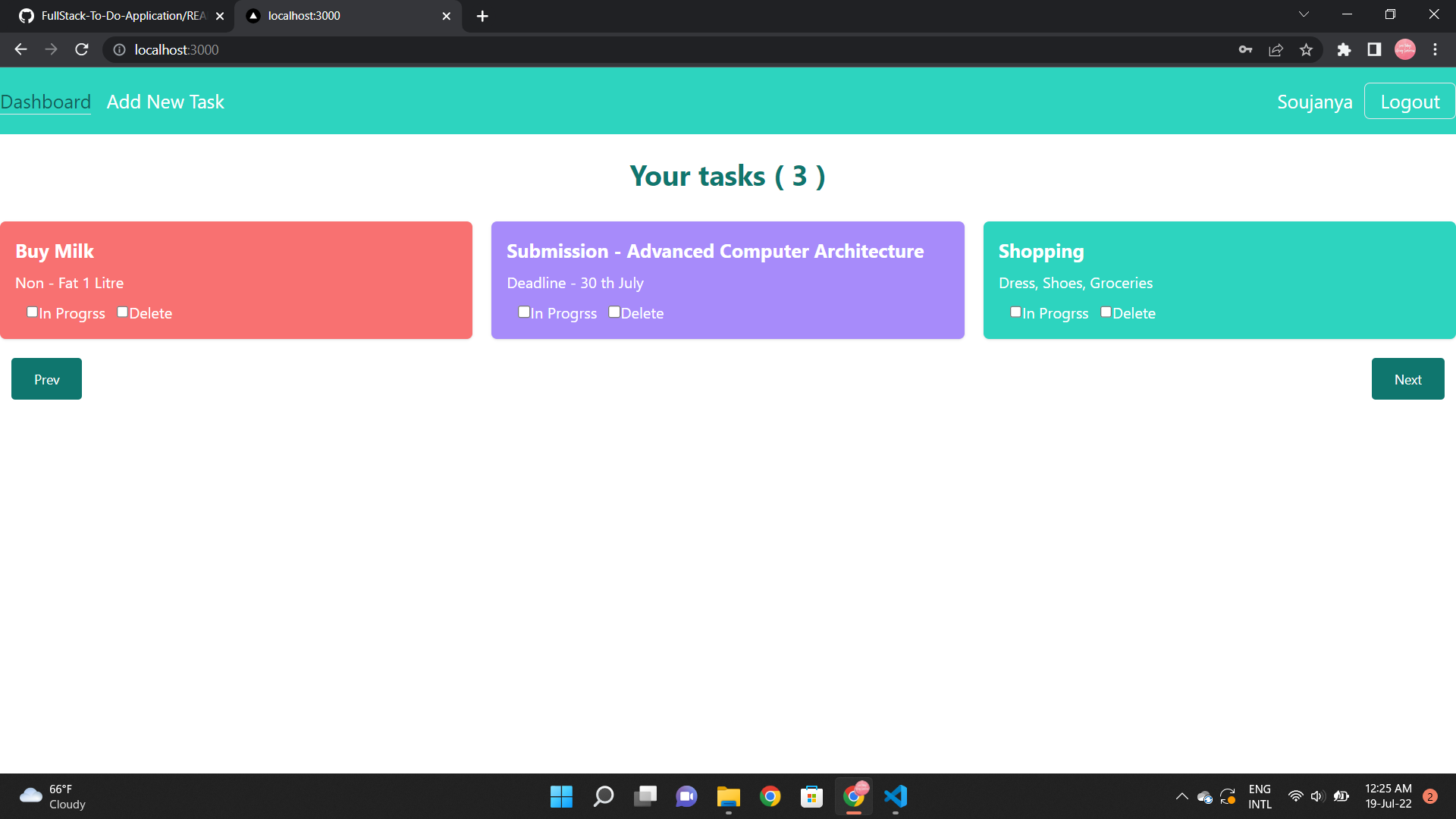 build a full stack to do app | html, css, javascript... GitHub - soujanyalohanathen/FullStack-To-Do-Application: A FullStack To ...