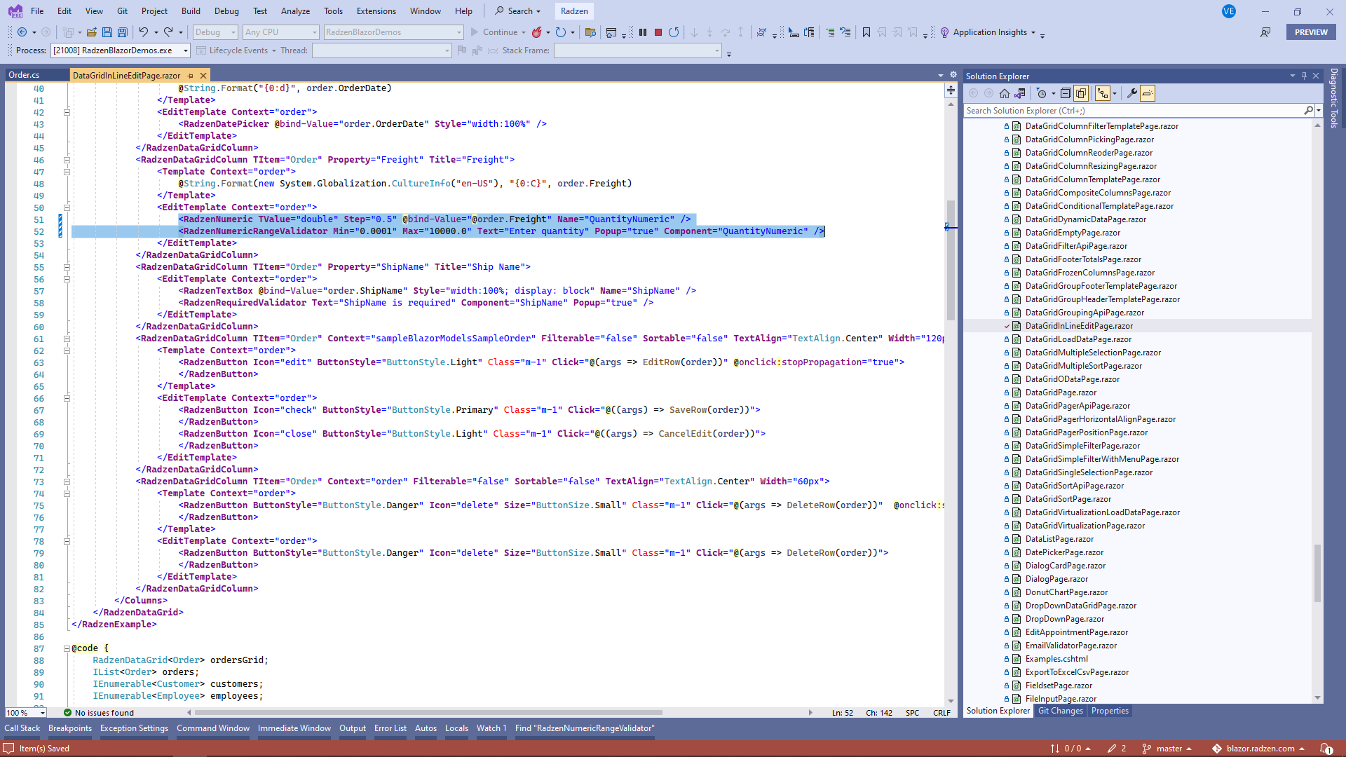 Cannot use radzennumeric with validation and double type issue 578
