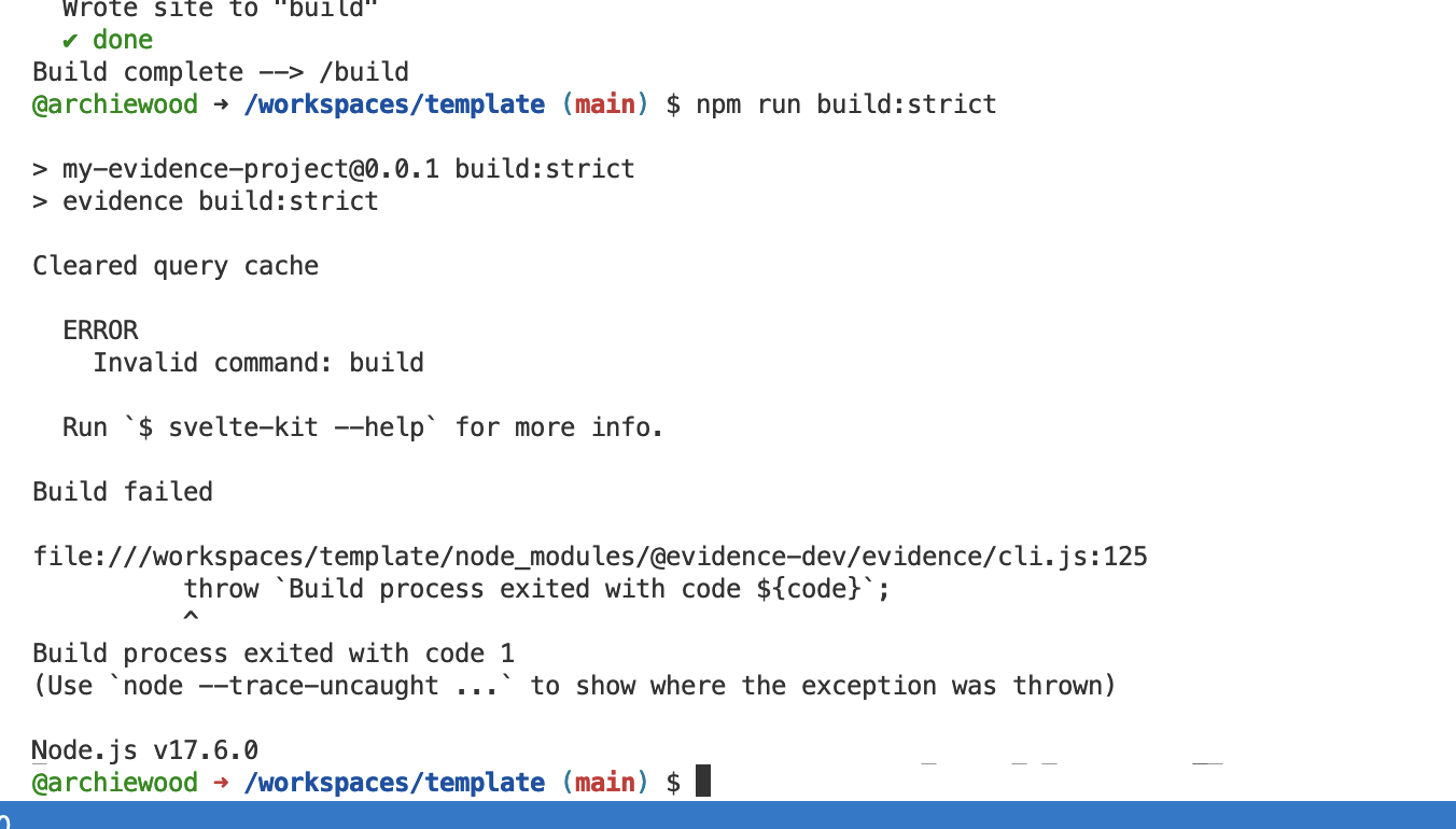 build:strict command broken in latest version of Evidence · Issue #682 ...