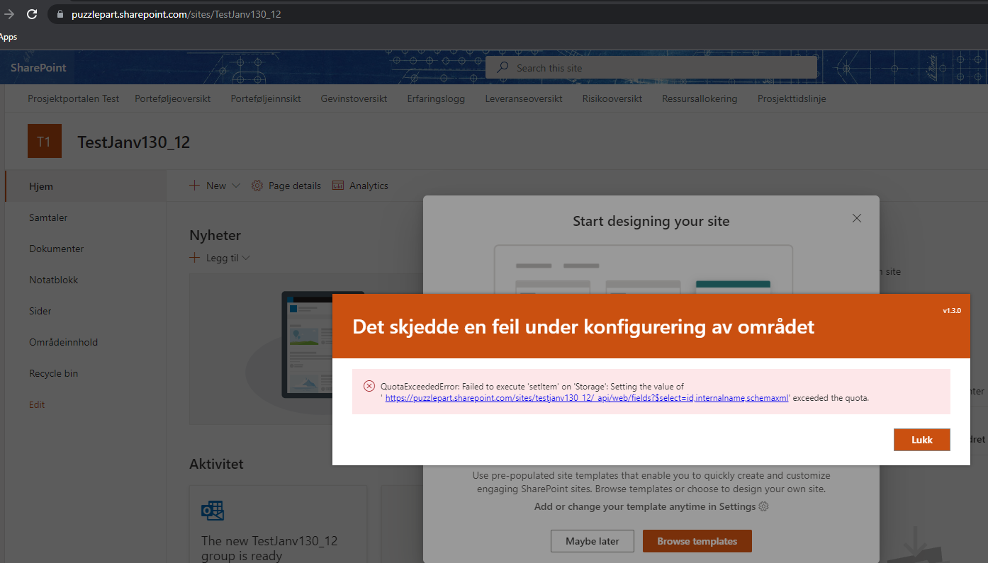 Configuration of new project fails · Issue #547 · Puzzlepart ...