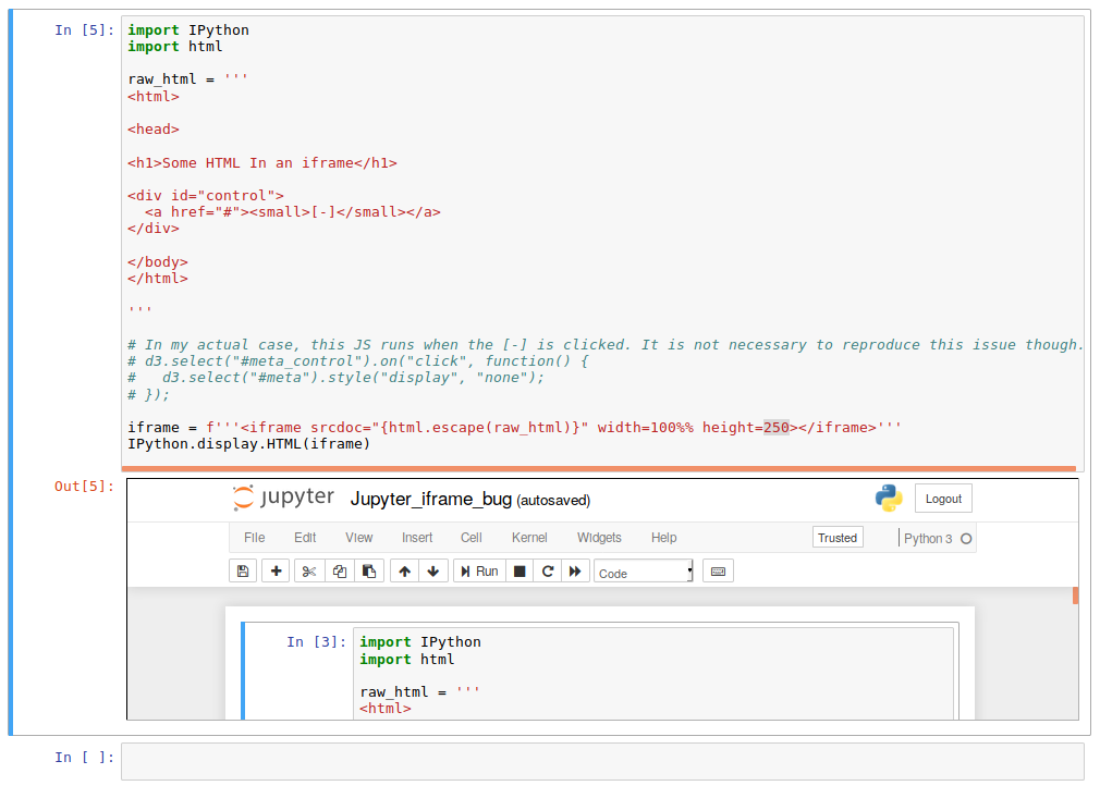 Iframe strange behavior, duplicates full notebook inside a cell · Issue ...