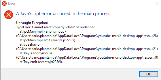 Error Opening main Window · Issue #288 · ytmdesktop/ytmdesktop · GitHub