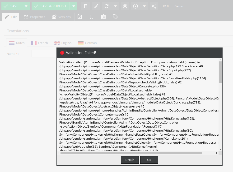 Mandatory field validation on class with inheritance allowed shows ...