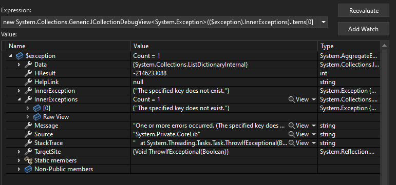 IAmazonS3 GetObjectAsync throws "The specified key does not exist ...