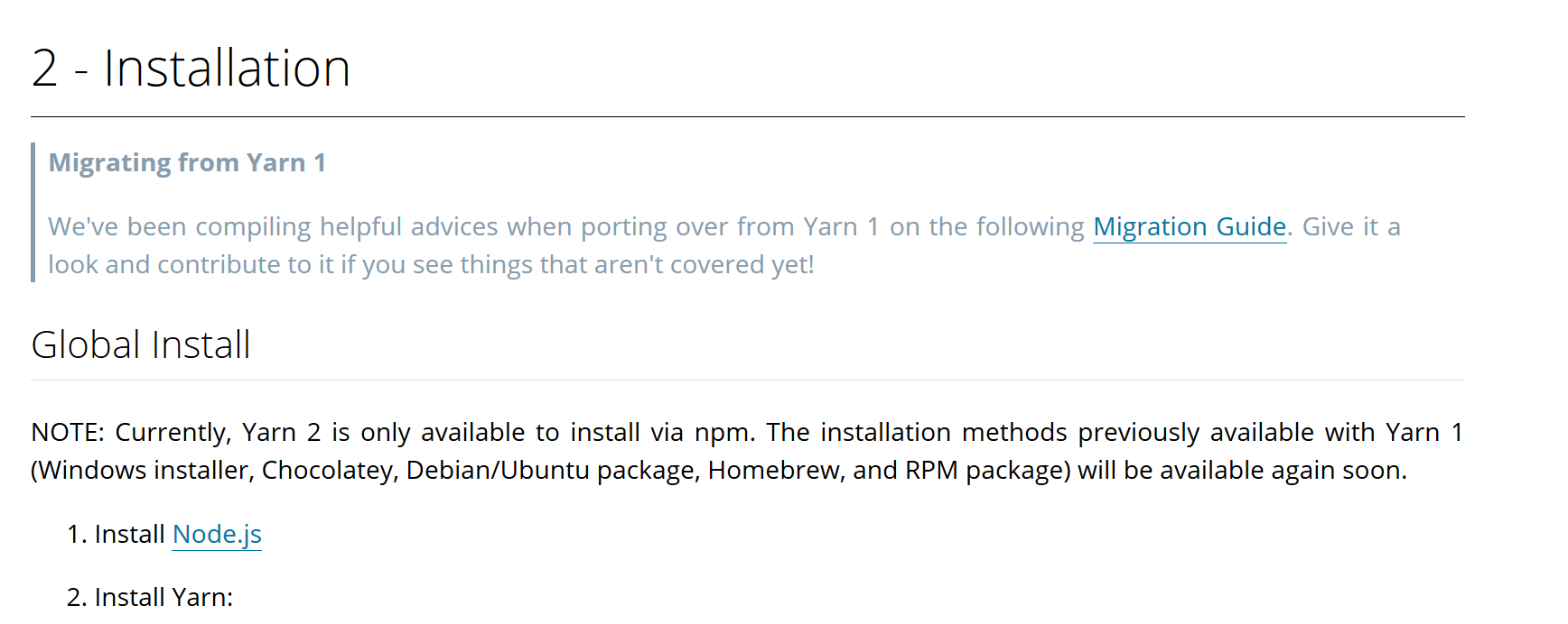 [Feature] Make Migration Guide more prominent · Issue #785 · yarnpkg ...