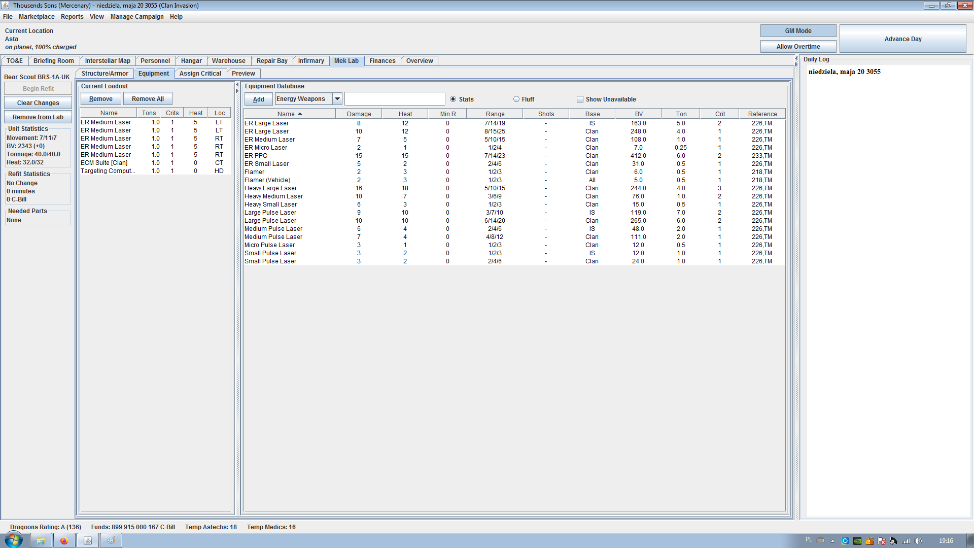 Megamek No Weapons And Systems Issue 1555 Megamek Megamek Github