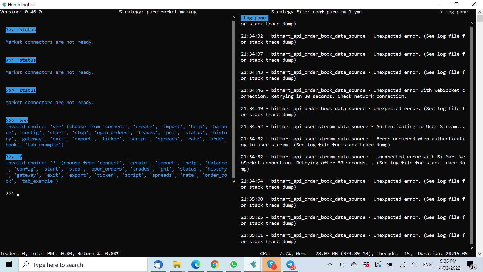 Bitmart connector error · Issue #5186 · hummingbot/hummingbot · GitHub
