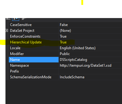 Dataset Designer Code Generator property "Hierarchical Update" is ...