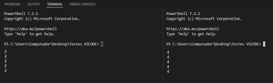 Open new terminal or split terminal to work with secondary calls ...