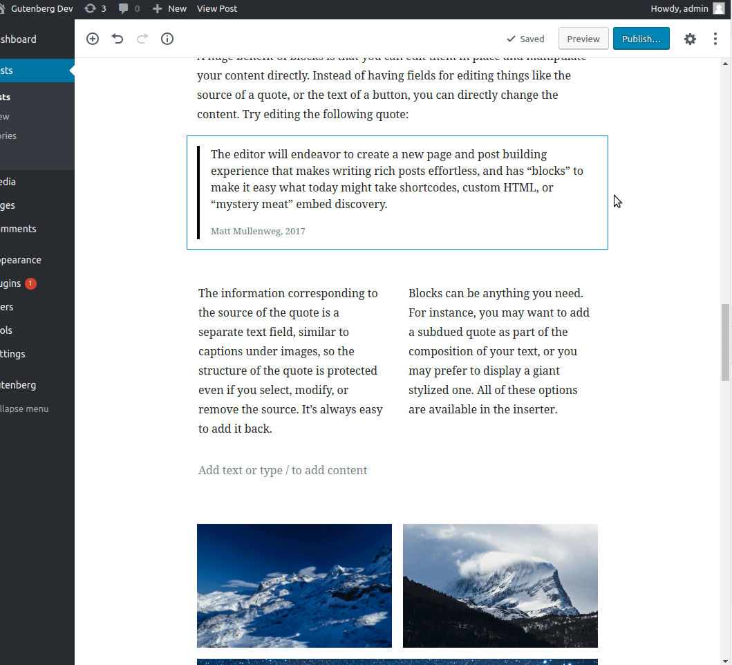 Column dragging breaks block · Issue #9303 · WordPress/gutenberg · GitHub
