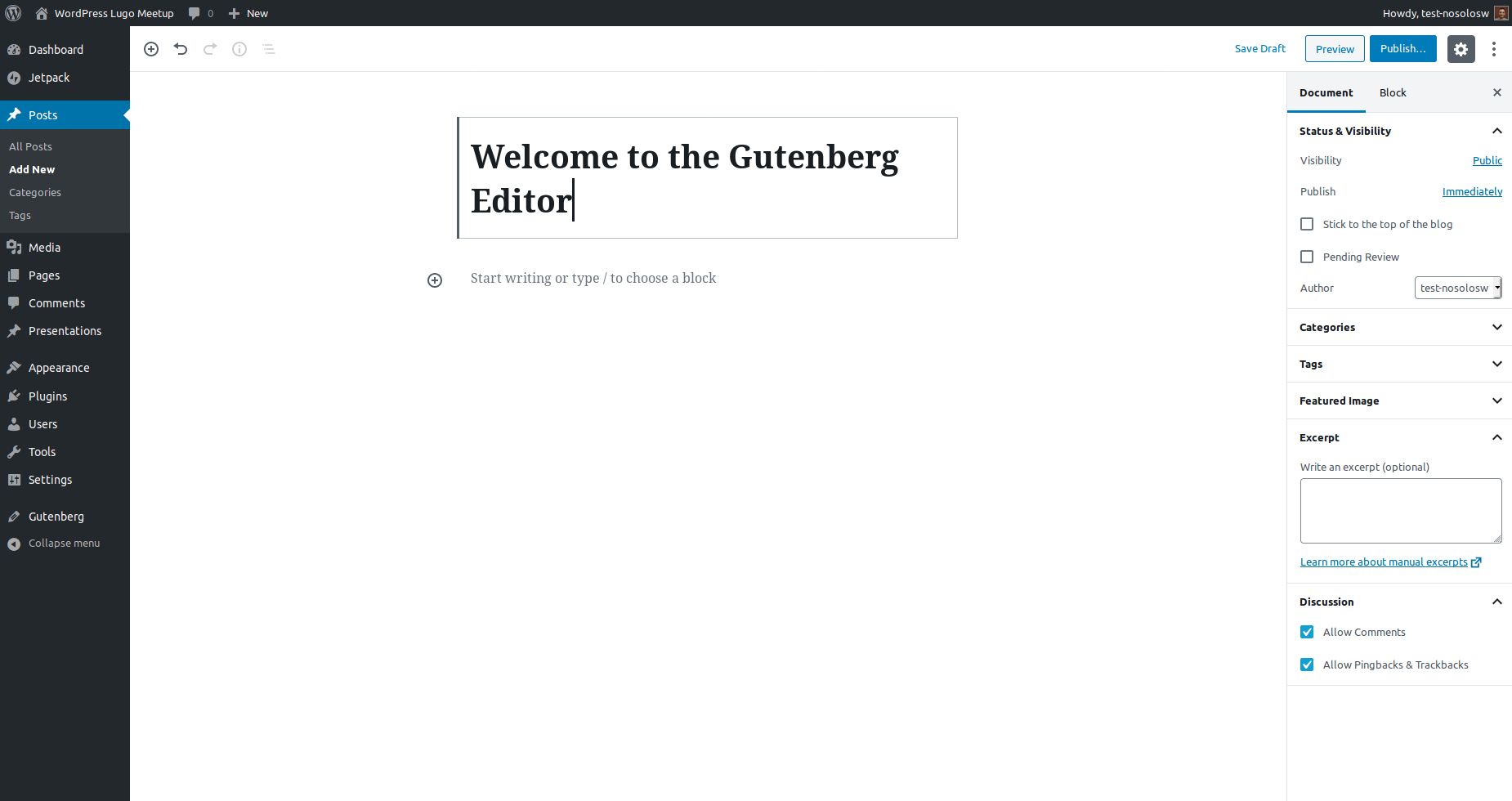 Gutenberg demo content doesn't load · Issue #8 · WordPress/slides · GitHub