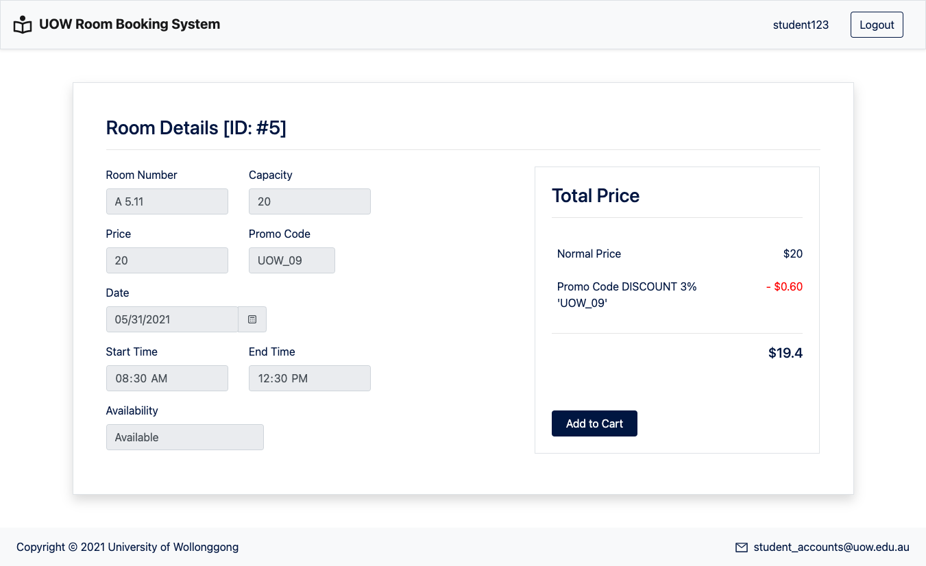 Room Booking System room preview