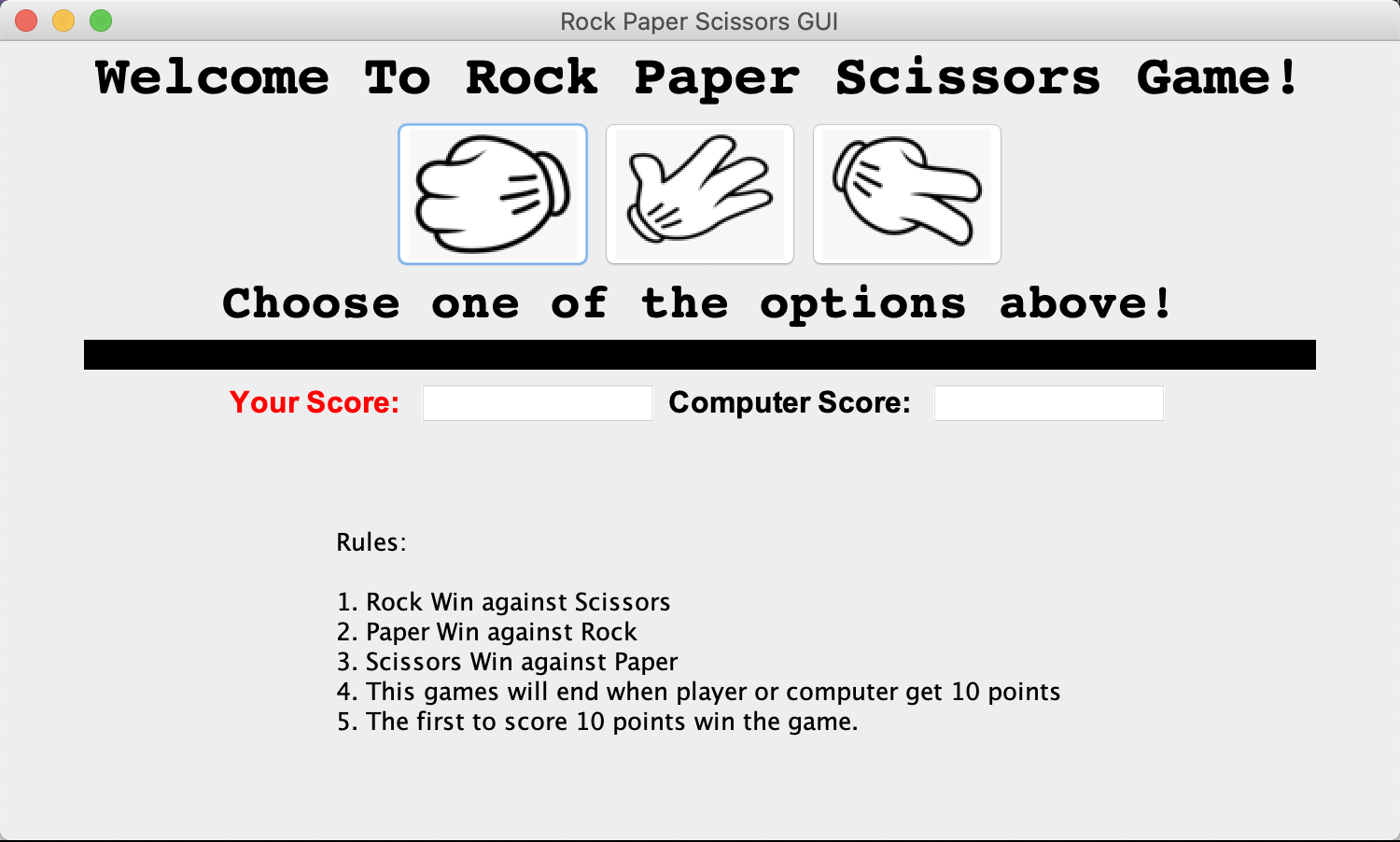 Rock Paper Scissors Java GUI