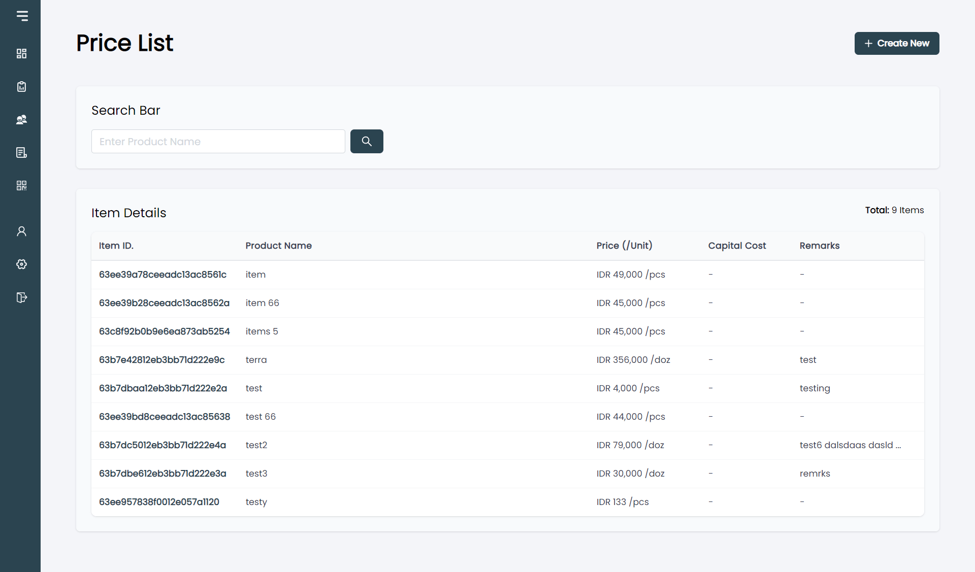 Invoice Management System price list