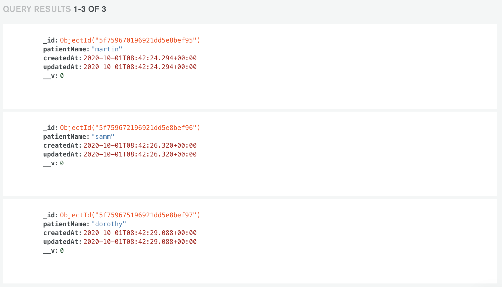 Patient Record Tracker MongoDB database