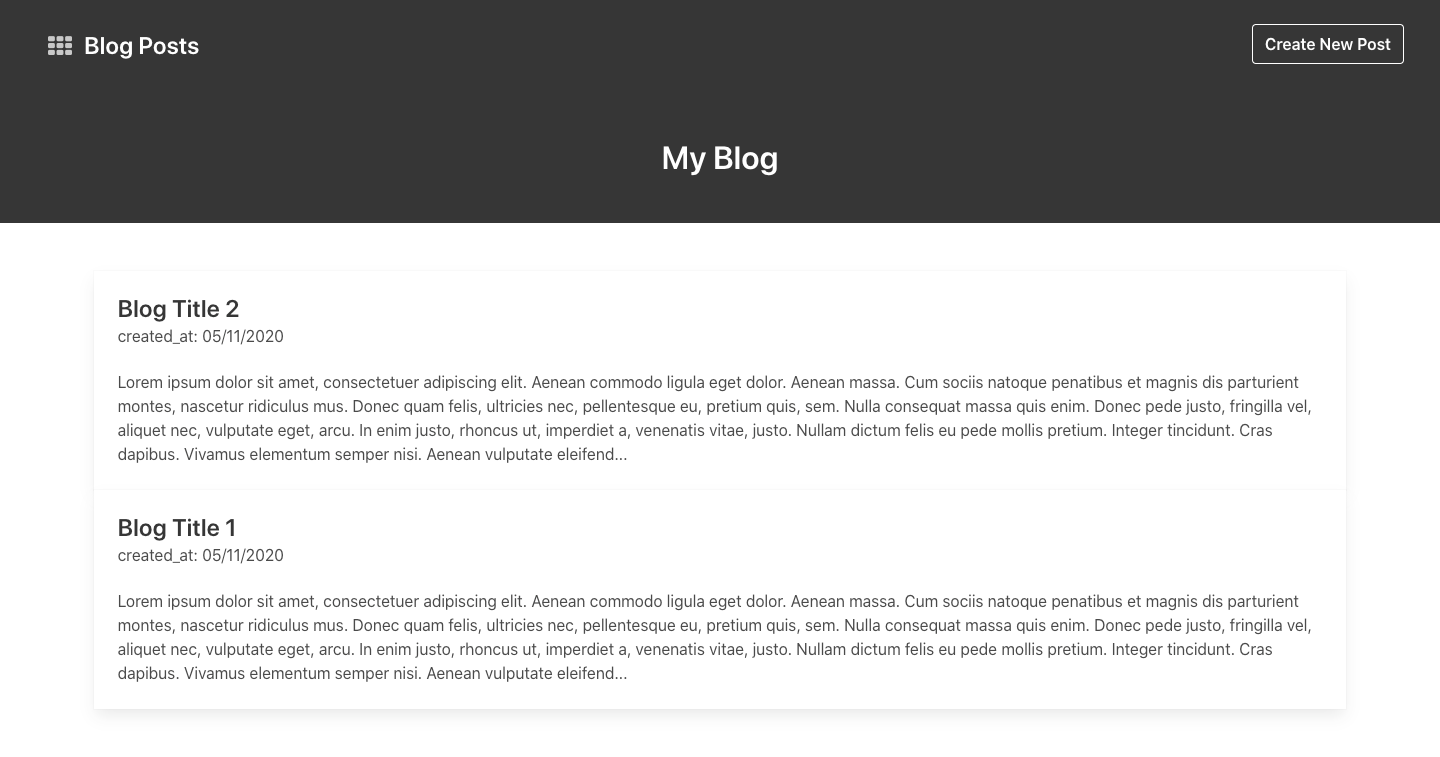 Rails Blog homepage preview