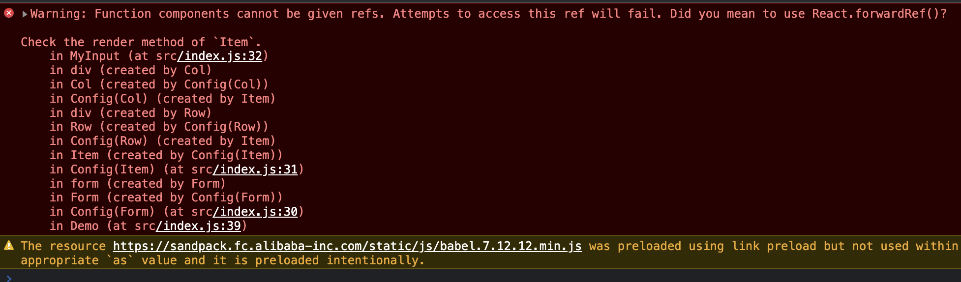 [Form]FormItem 函数组件 ref 导致 React 警告 · Issue #3846 · alibaba-fusion/next ...