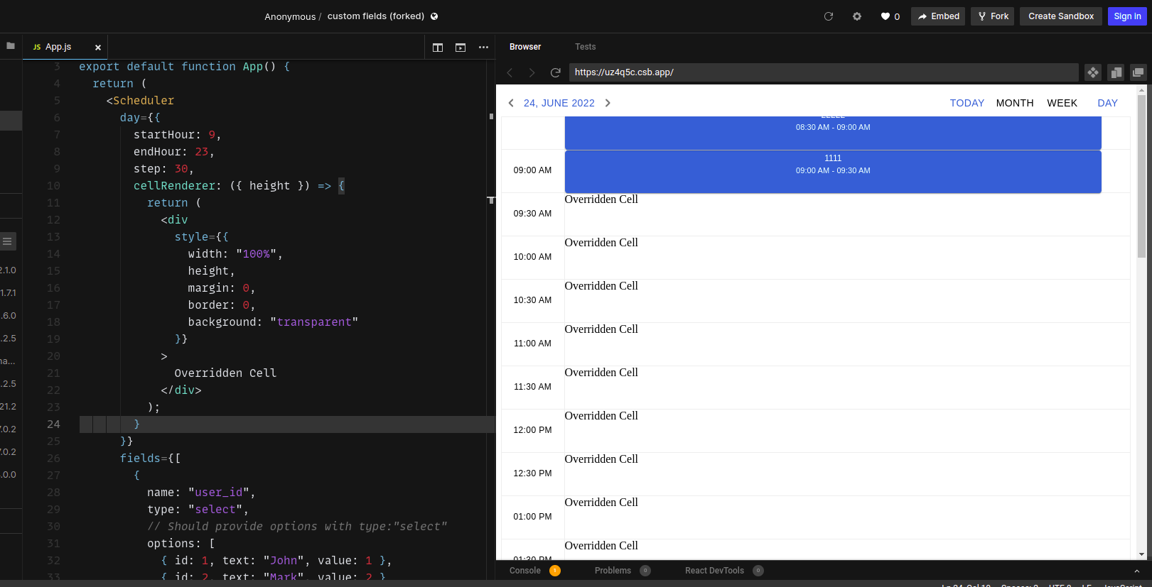 Website Viewpoint Overflow Example Day-view event overflows from the header