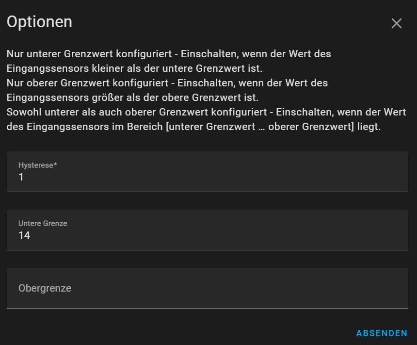 Viewing and/or changing the source sensor for a threshold sensor