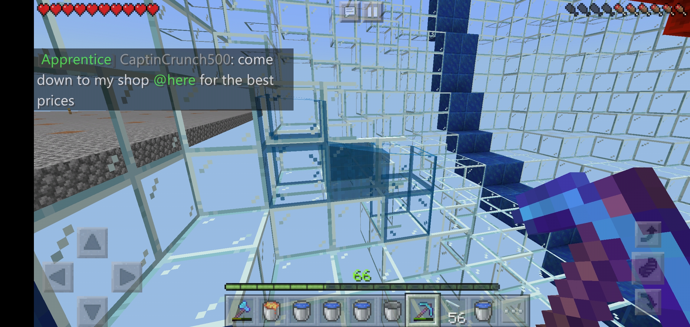 Water appeared in glass panes and sometimes had the glass texture