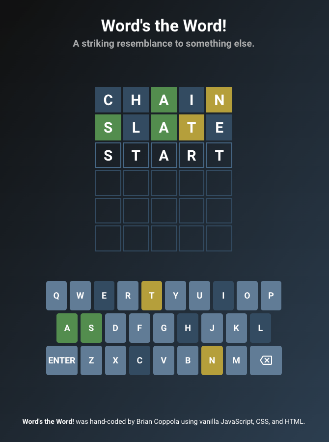 GitHub - briancoppola/words_the_word: A JavaScript word game that's ...