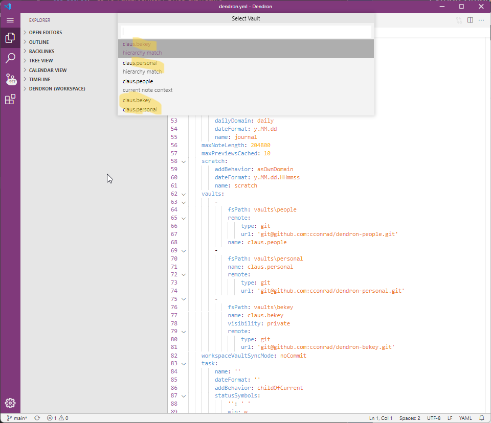 "Select Vault" shows duplicate vaults, if no note is active · Issue 2016 · dendronhq/dendron