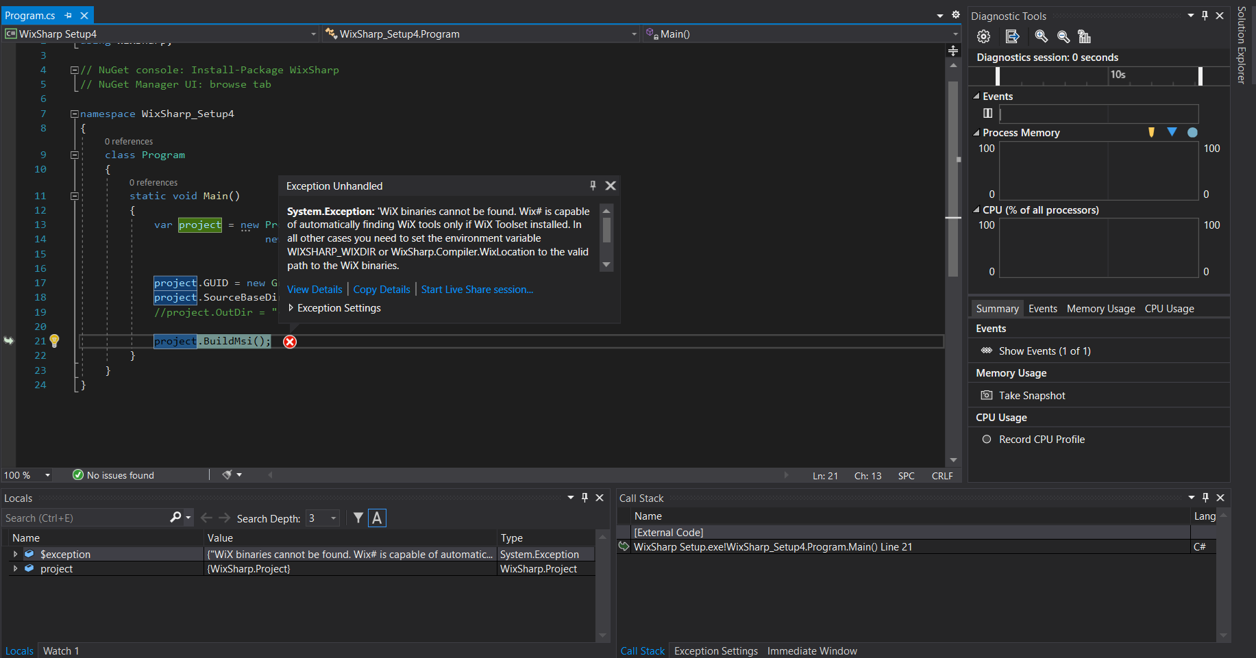 I can't seem to get it working · Issue #862 · oleg-shilo/wixsharp · GitHub