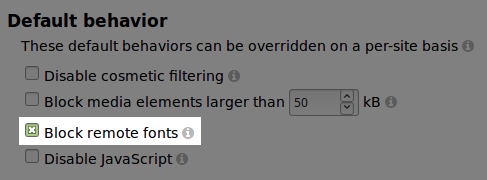 Block remote fonts everywhere by default