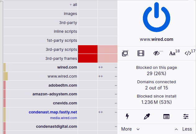 µBlock for Firefox screenshot