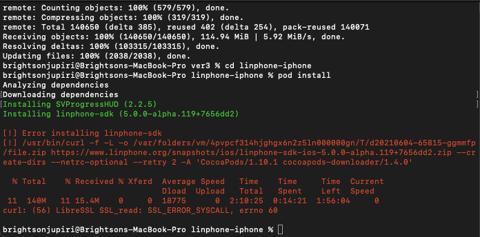 Pod Install Error on linphone-iphone version 4.4.0 · Issue #750 ...