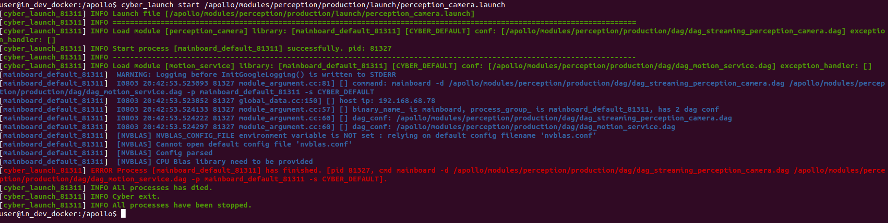 Perception module won't stay on · Issue #14009 · ApolloAuto/apollo · GitHub