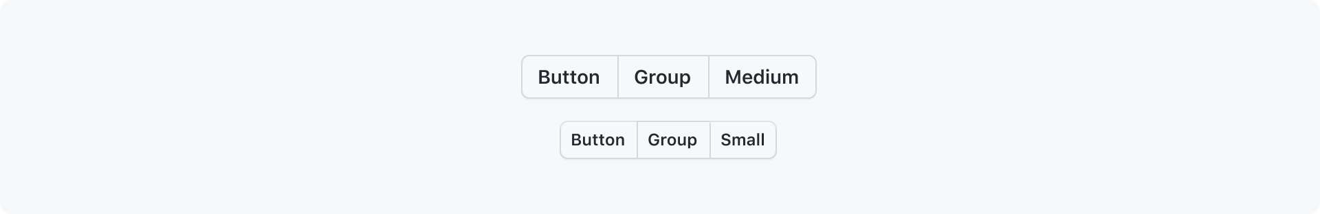 An image showing a button group in medium and small sizes.