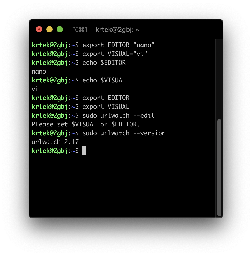 Please set $VISUAL or $EDITOR. · Issue #438 · thp/urlwatch · GitHub