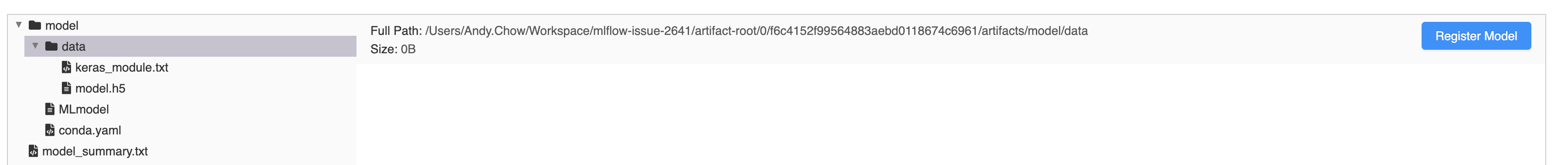 [BUG] Cannot load keras autlog model from registry due to model/model ...