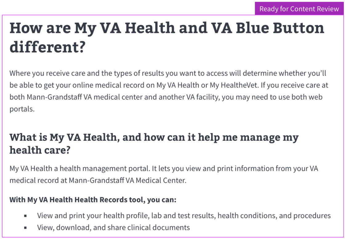 Bug] SSO-Cerner Health Page Updates - Auth'd - Records - Copy mismatches ·  Issue #12939 · department-of-veterans-affairs/va.gov-team · GitHub