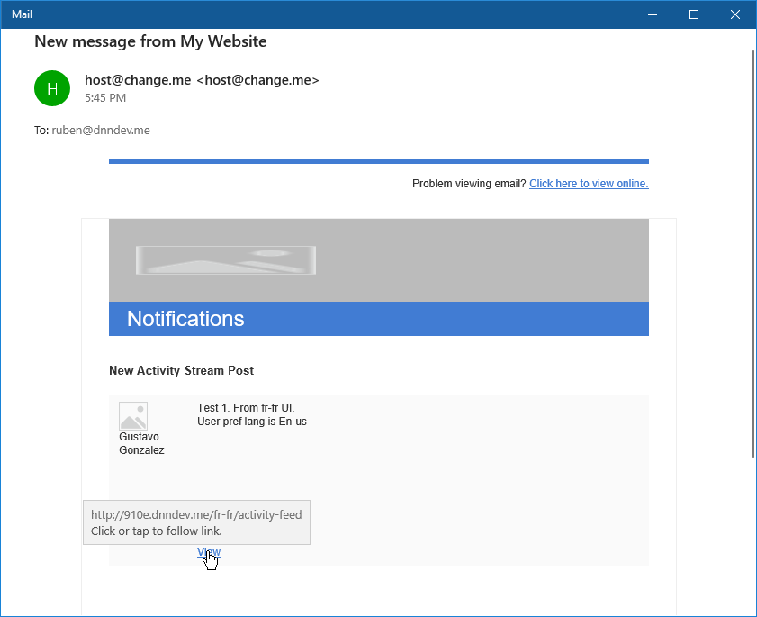 Activity feed notification sent using the Site's UI language · Issue ...