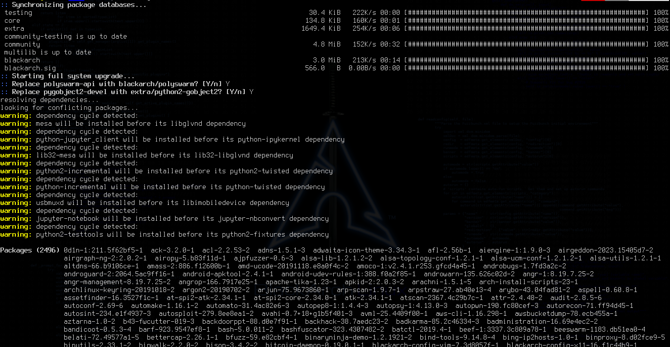 Upgrade error Errors occurred, no packages were upgraded. · Issue 2563 · BlackArch/blackarch Upgrade error Errors occurred, no packages were upgraded. · Issue 2563 · BlackArch/blackarch