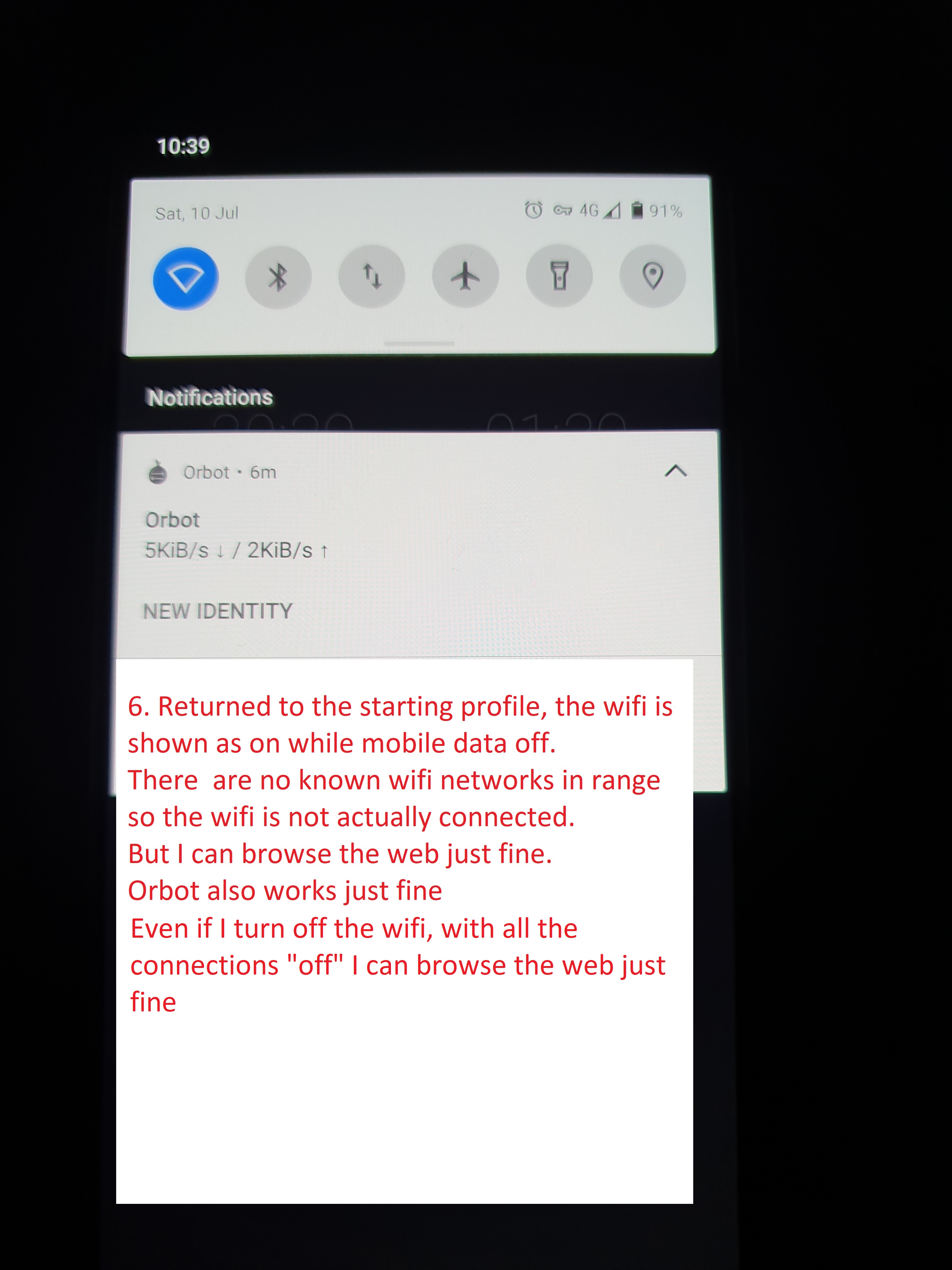 Mobile data button in notification area is off but data connexion is on ...
