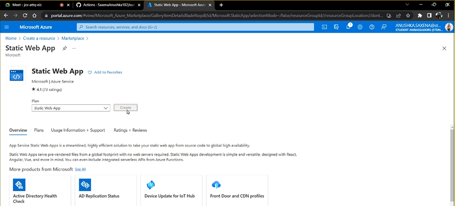 Github Cloud Community Group Static Web App