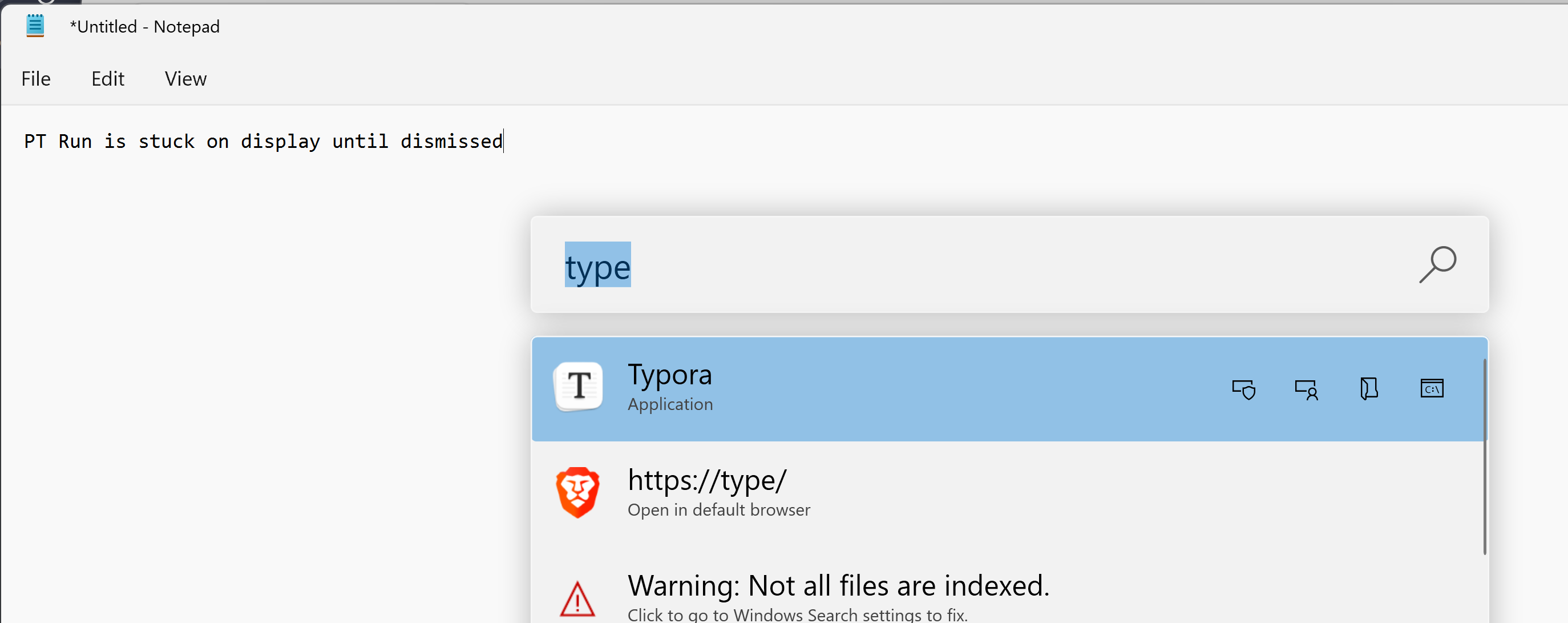 Powertoys Run, when triggered while admin app is visible, search box