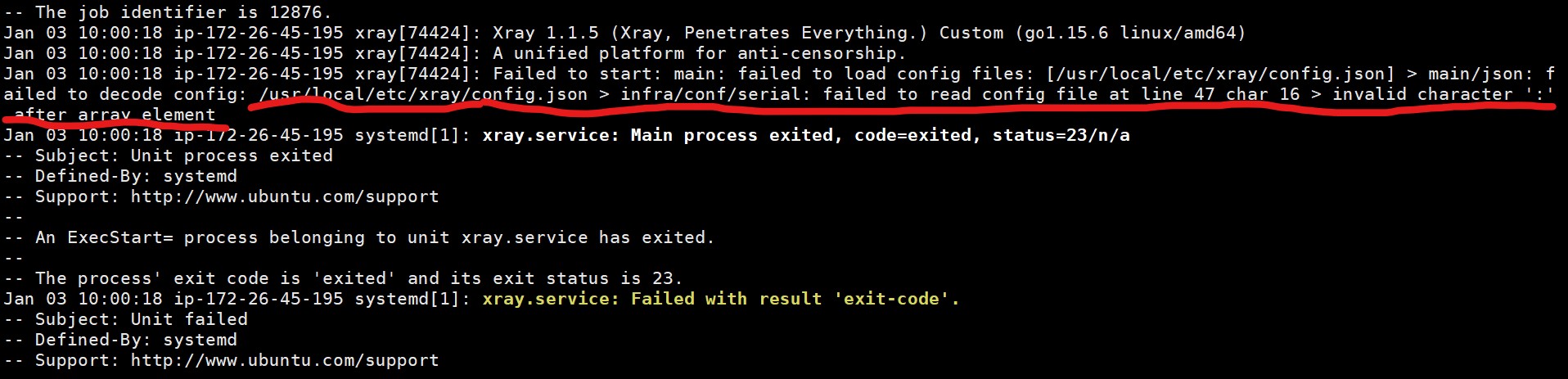 xray配置文件config.json报错 · Issue #132 · XTLS/Xray-core · GitHub