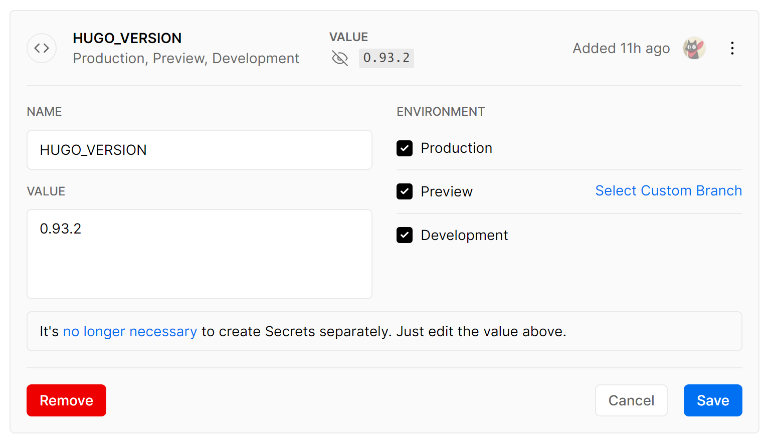 Environment variable