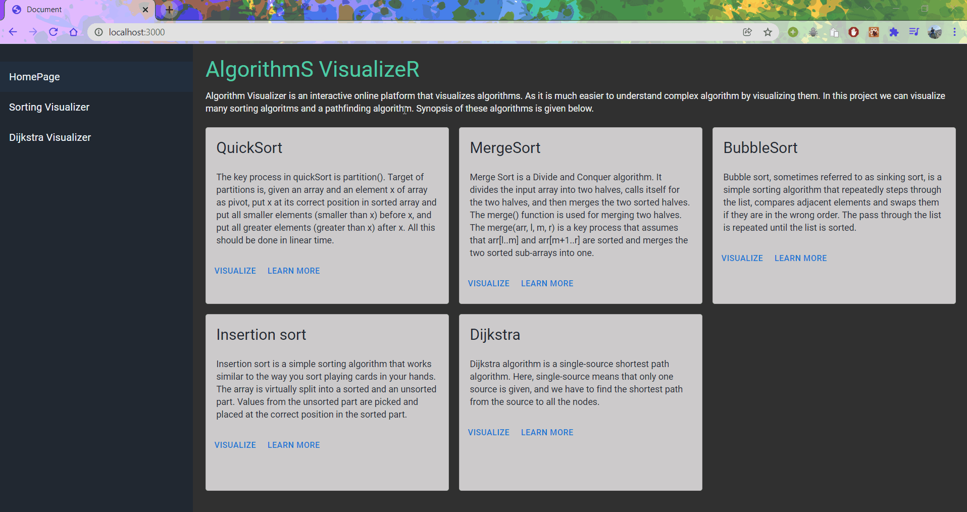 GitHub - Shobhit-Raghuwanshi/algorithmVisualizer