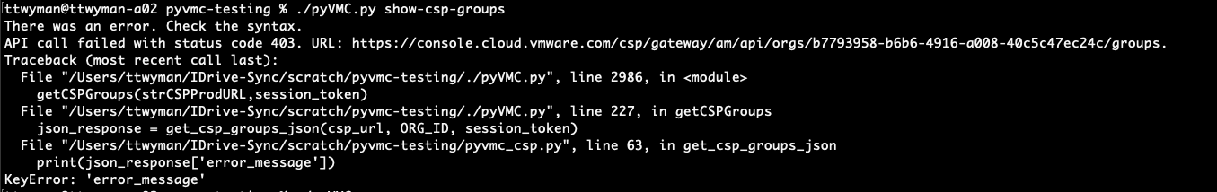 script exits with error if incorrect permissions in API/refresh token ...