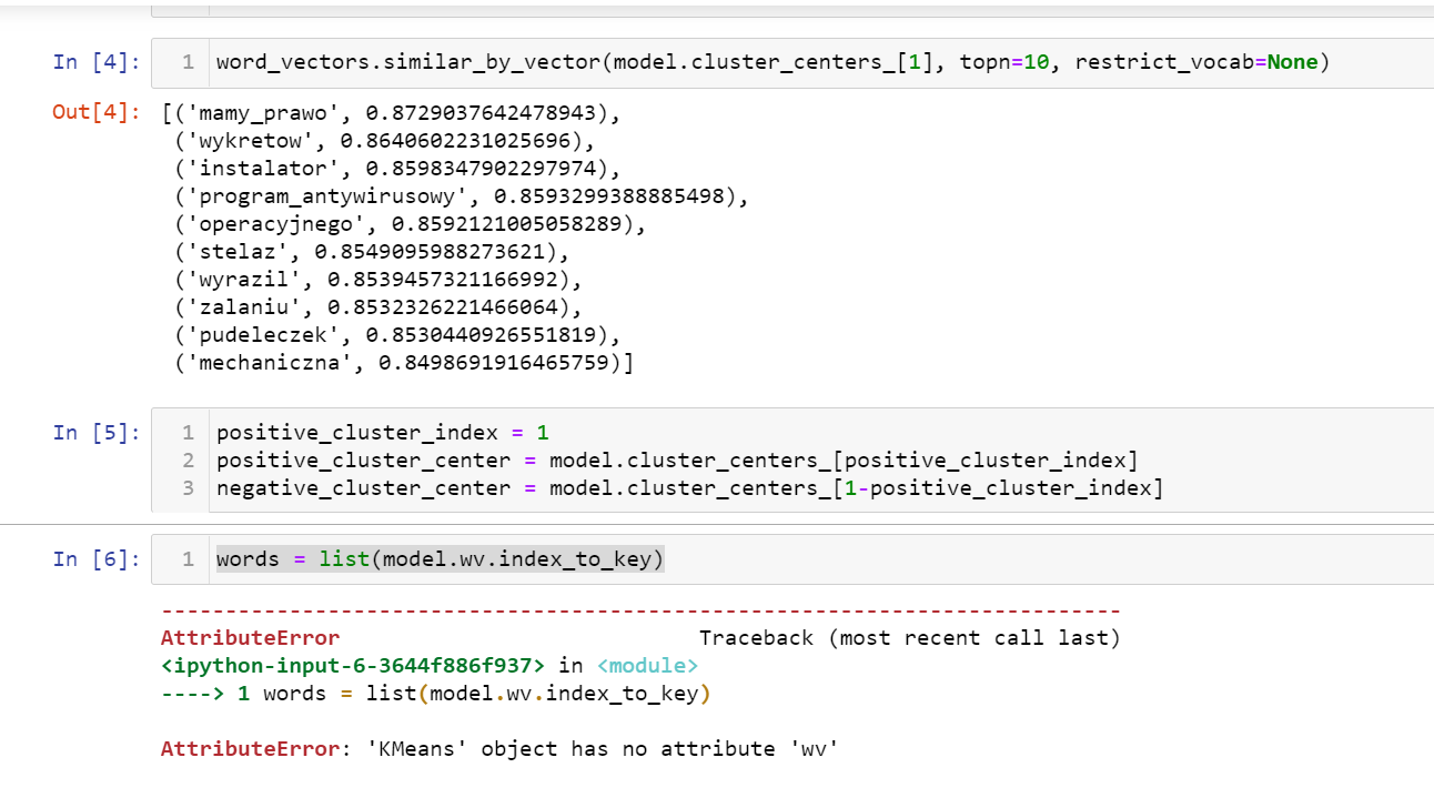 'KMeans' object has no attribute 'wv' · Issue #9 · rafaljanwojcik ...