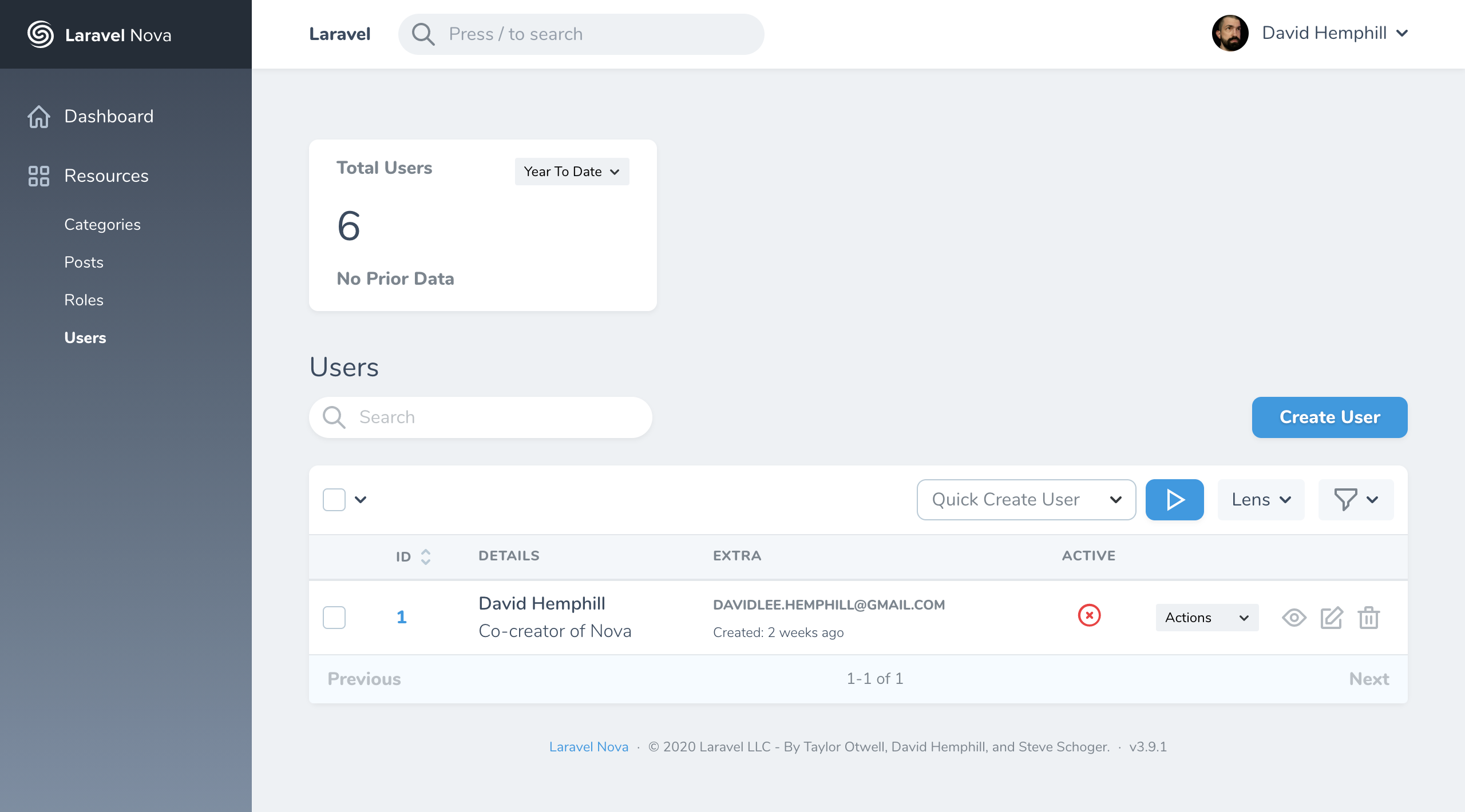 Laravel Nova Standalone Actions