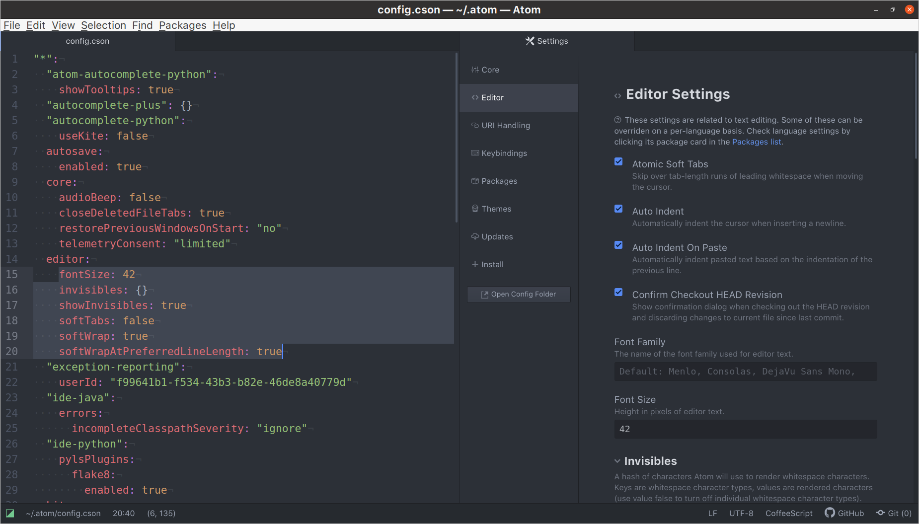 Atom editor (version 1.46.0) text size not responding to settings in ...